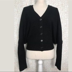Derek Lam Black V Neck Button Down Cardigan